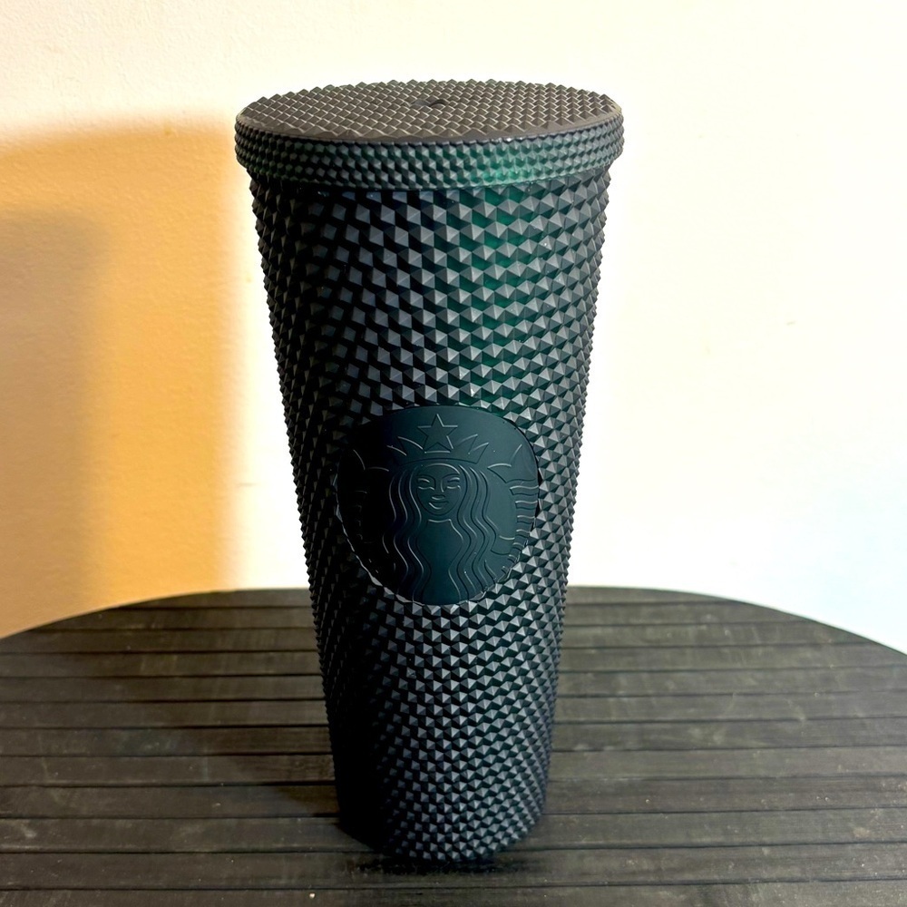 STARBUCKS Tumbler 2022 Matte Dark Green Studded Venti 24oz No Straw